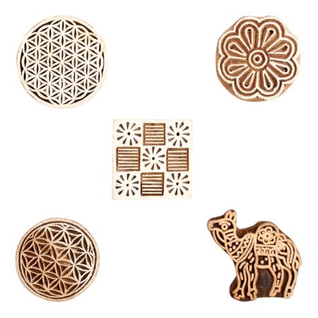 Set of 5 Piece New Mix Wooden Printing Block